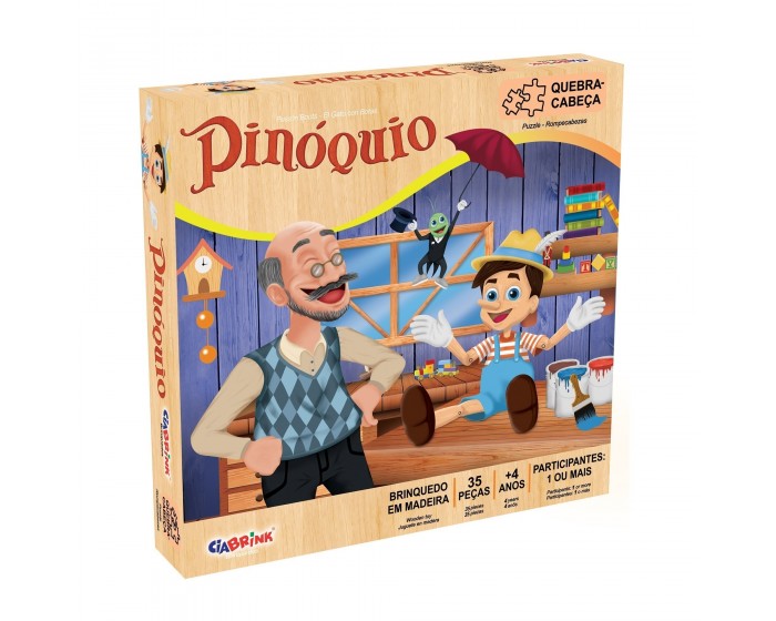 Quebra cabeca de madeira do PINOQUIO - compre jogos pedagogicos