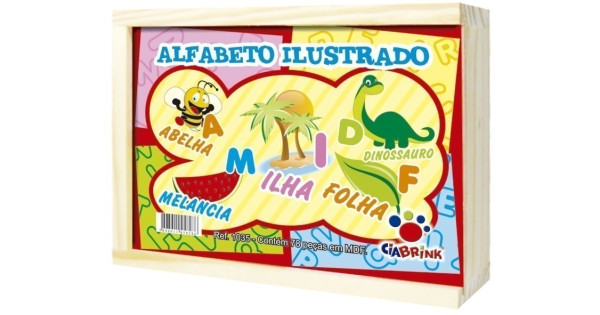 Alfabeto Ilustrado Cx Em Madeira Letramento E Alfabetiza O